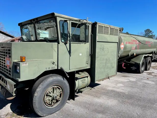 Six-wheel tanker truck at the yard